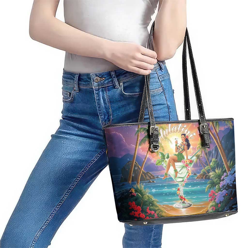 Aloha Hawaii Leather Tote Bag Hula Martini Tropical Vibes - Polynesian Pride