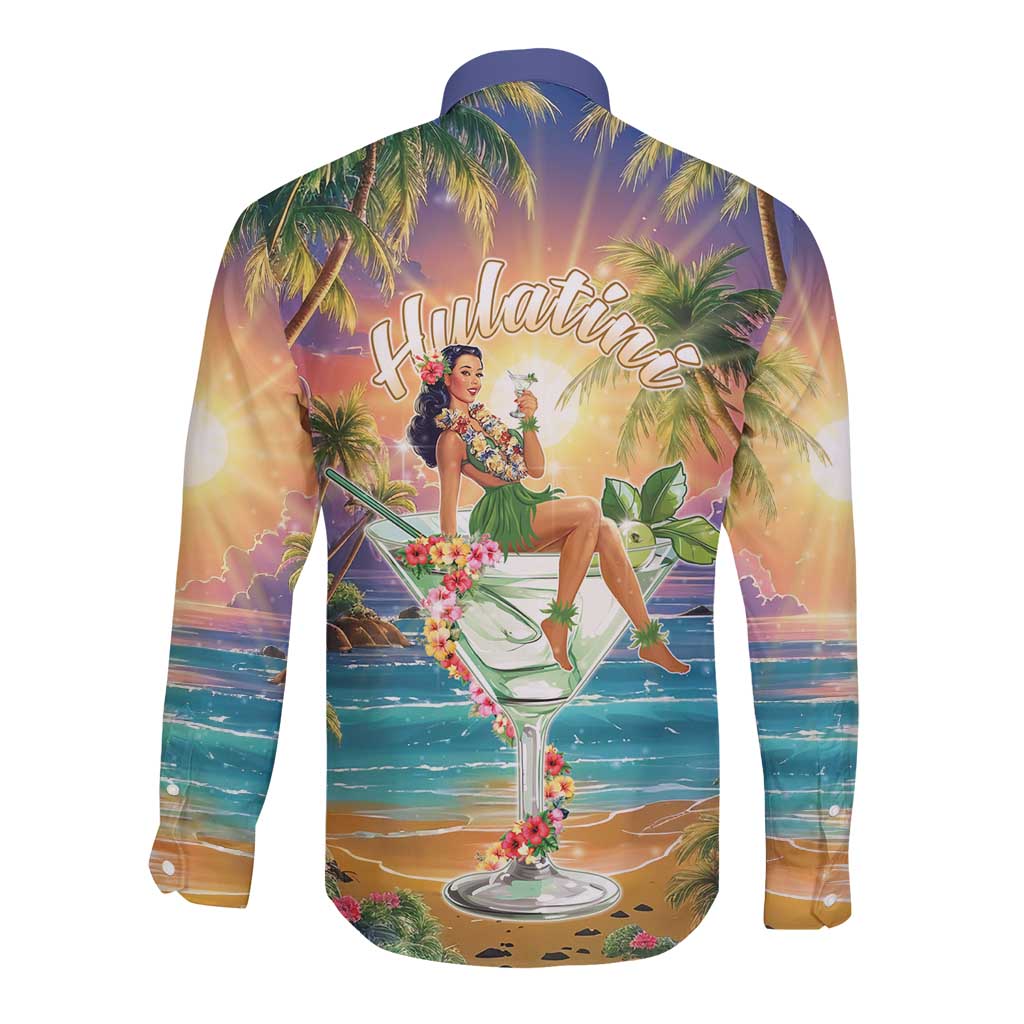 Aloha Hawaii Long Sleeve Button Shirt Hula Martini Tropical Vibes - Polynesian Pride