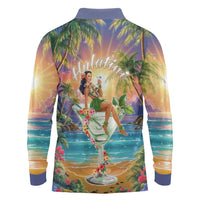 Aloha Hawaii Long Sleeve Polo Shirt Hula Martini Tropical Vibes - Polynesian Pride