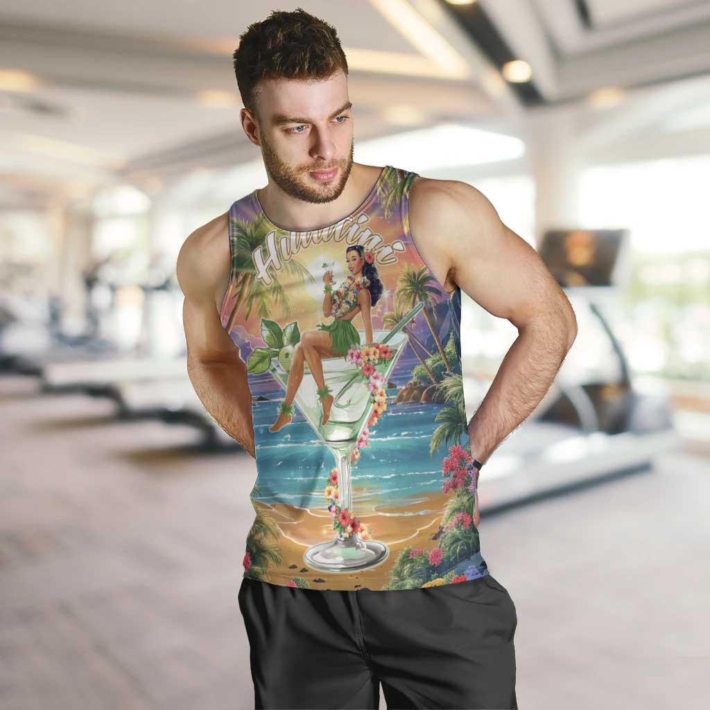 Aloha Hawaii Men Tank Top Hula Martini Tropical Vibes LT05 Colorful - Polynesian Pride