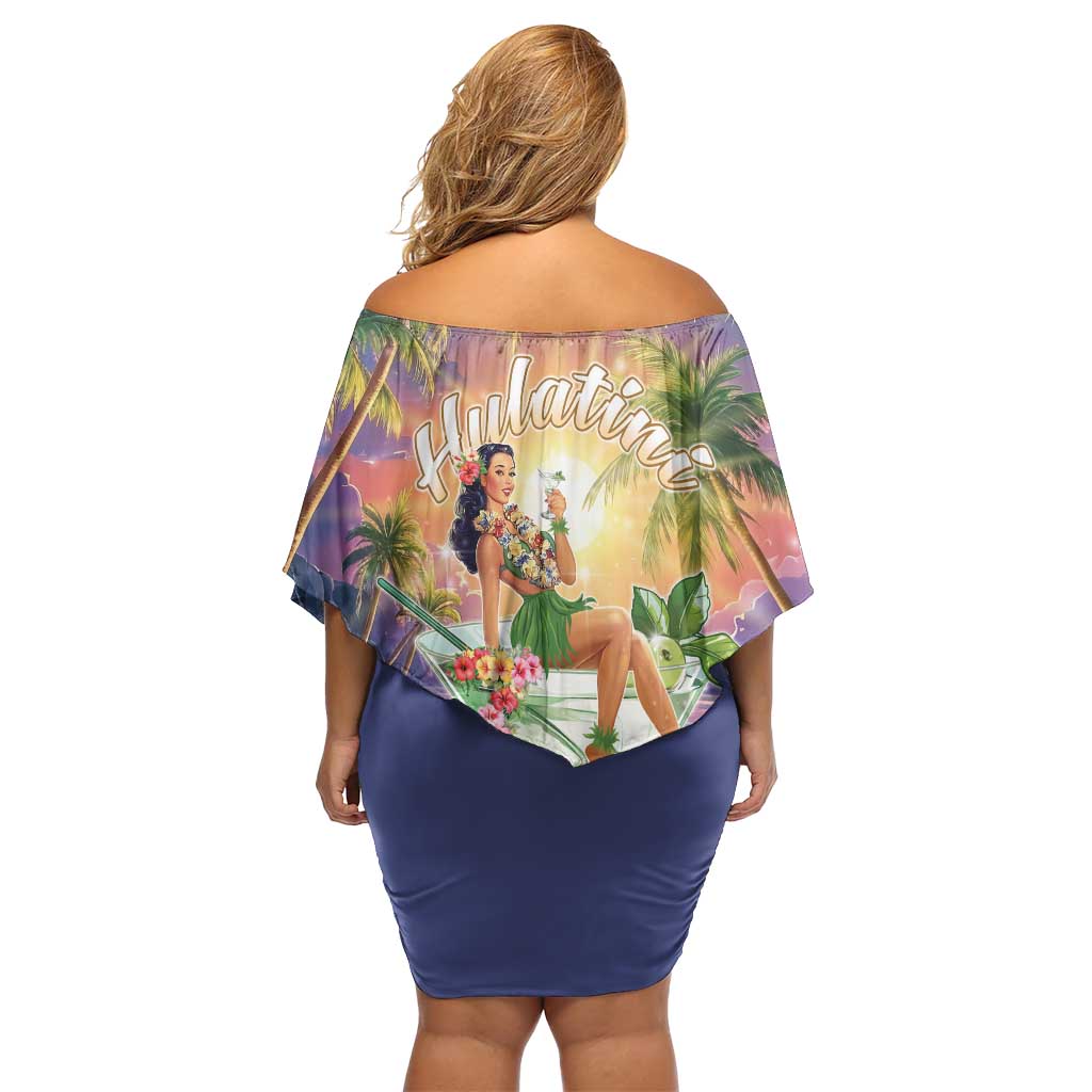 Aloha Hawaii Off Shoulder Short Dress Hula Martini Tropical Vibes - Polynesian Pride