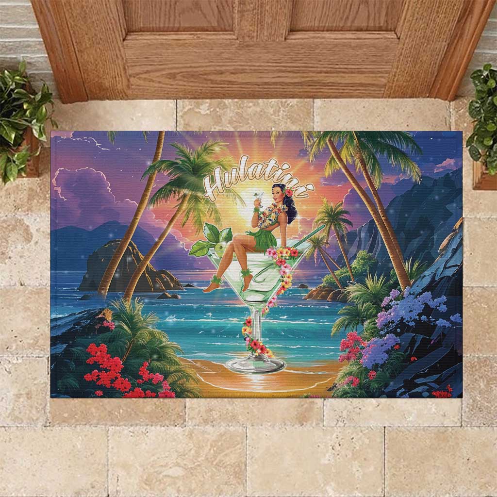 Aloha Hawaii Rubber Doormat Hula Martini Tropical Vibes LT05 Colorful - Polynesian Pride