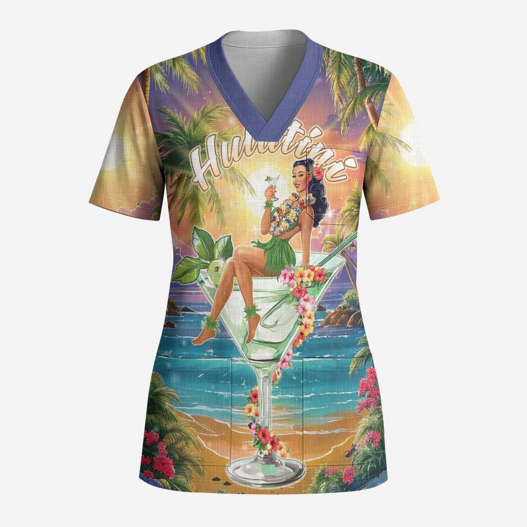 Aloha Hawaii Scrub Top Hula Martini Tropical Vibes - Polynesian Pride