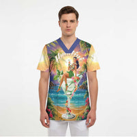 Aloha Hawaii Scrub Top Hula Martini Tropical Vibes - Polynesian Pride