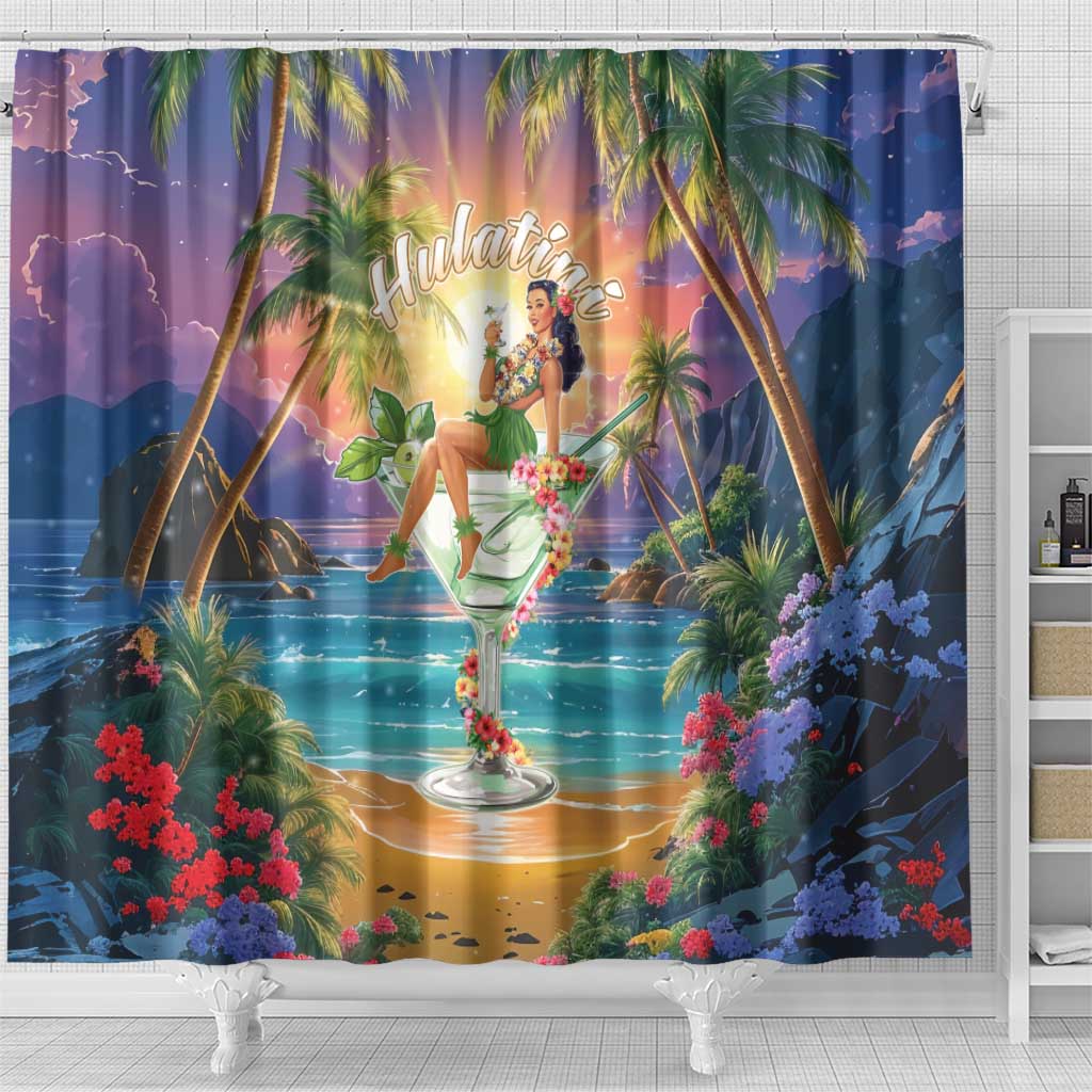 Aloha Hawaii Shower Curtain Hula Martini Tropical Vibes - Polynesian Pride