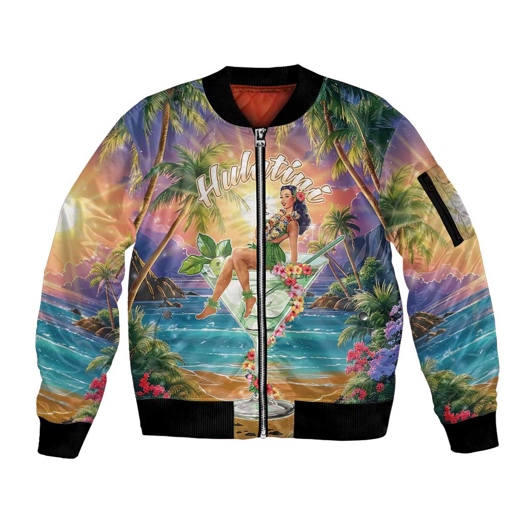 Aloha Hawaii Sleeve Zip Bomber Jacket Hula Martini Tropical Vibes - Polynesian Pride
