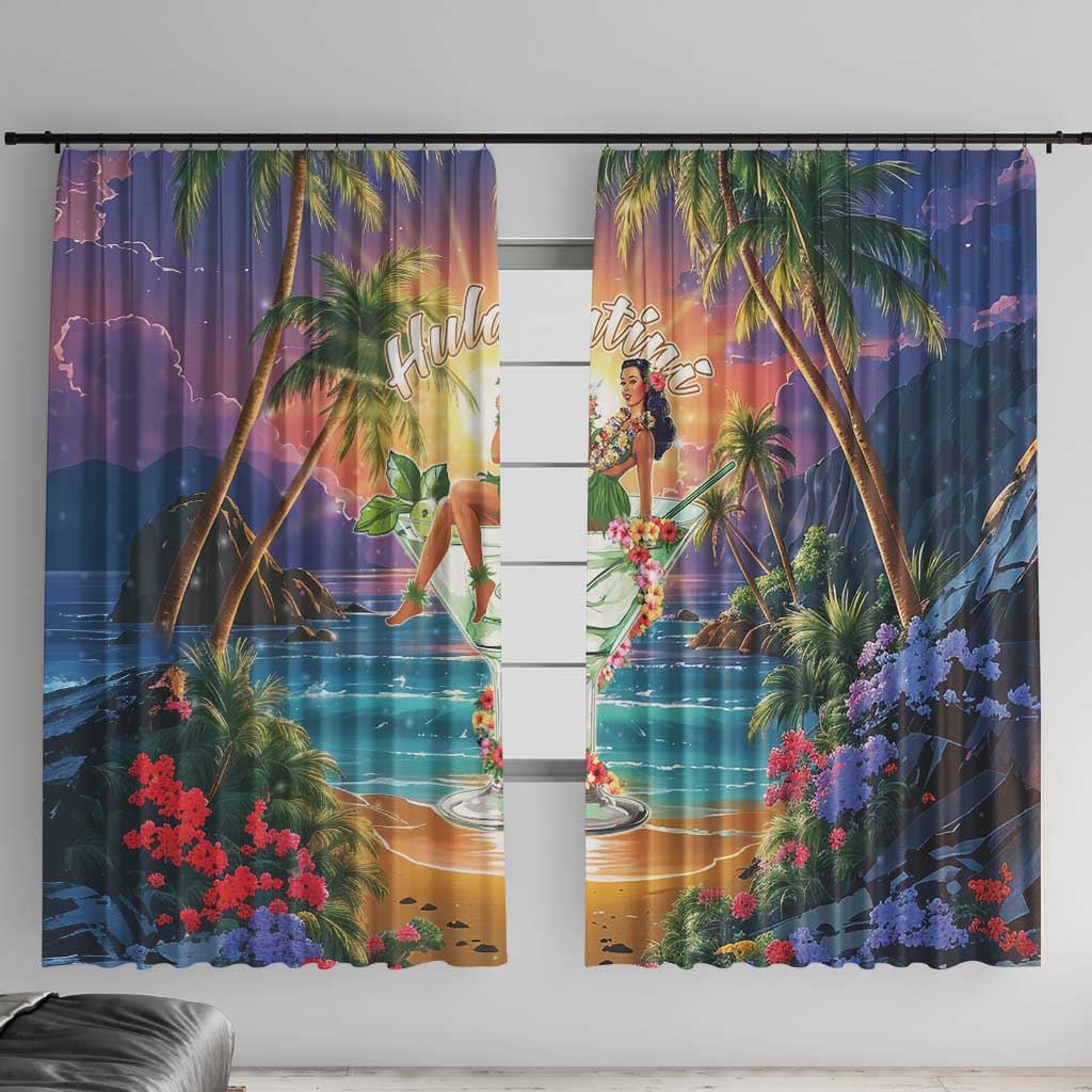 Aloha Hawaii Window Curtain Hula Martini Tropical Vibes - Polynesian Pride