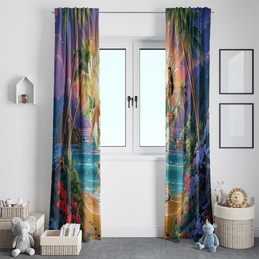 Aloha Hawaii Window Curtain Hula Martini Tropical Vibes - Polynesian Pride