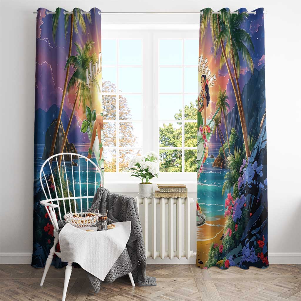 Aloha Hawaii Window Curtain Hula Martini Tropical Vibes - Polynesian Pride
