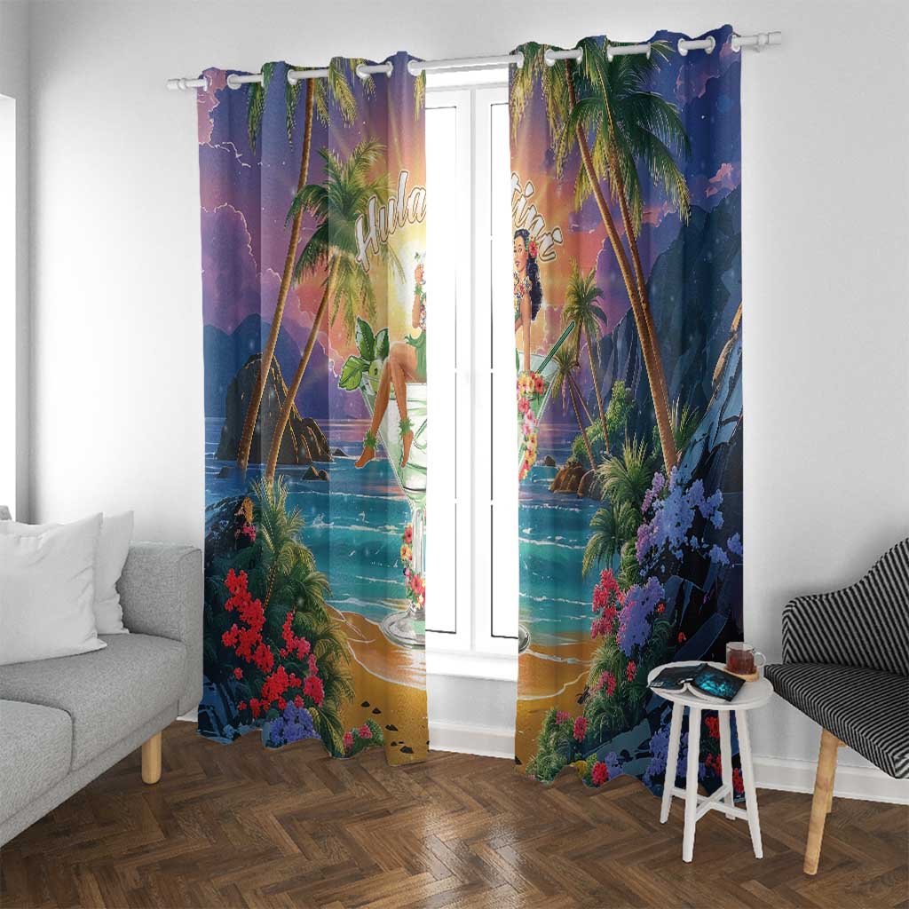 Aloha Hawaii Window Curtain Hula Martini Tropical Vibes - Polynesian Pride