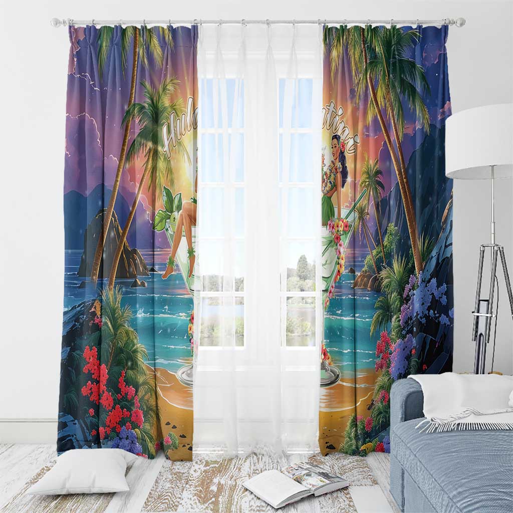 Aloha Hawaii Window Curtain Hula Martini Tropical Vibes - Polynesian Pride