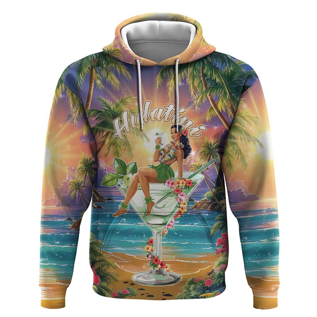 Aloha Hawaii Zip Hoodie Hula Martini Tropical Vibes - Polynesian Pride