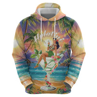 Aloha Hawaii Zip Hoodie Hula Martini Tropical Vibes - Polynesian Pride