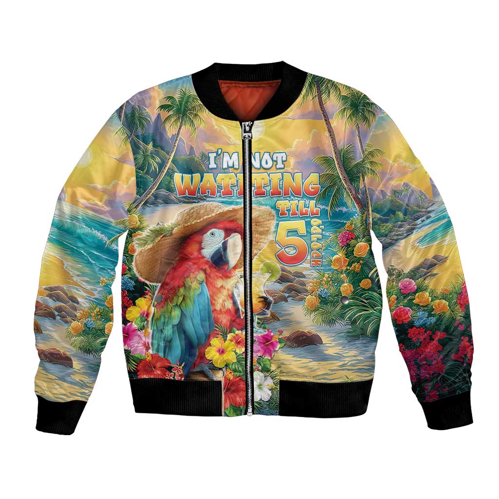 Hawaii Parrot Bomber Jacket Im Not Waiting Till 5 Oclock - Polynesian Pride