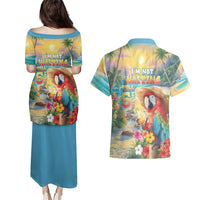 Hawaii Parrot Couples Matching Puletasi and Hawaiian Shirt Im Not Waiting Till 5 Oclock LT05 - Polynesian Pride