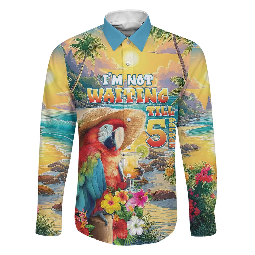 Hawaii Parrot Family Matching Long Sleeve Bodycon Dress and Hawaiian Shirt Im Not Waiting Till 5 Oclock