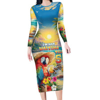Hawaii Parrot Family Matching Long Sleeve Bodycon Dress and Hawaiian Shirt Im Not Waiting Till 5 Oclock