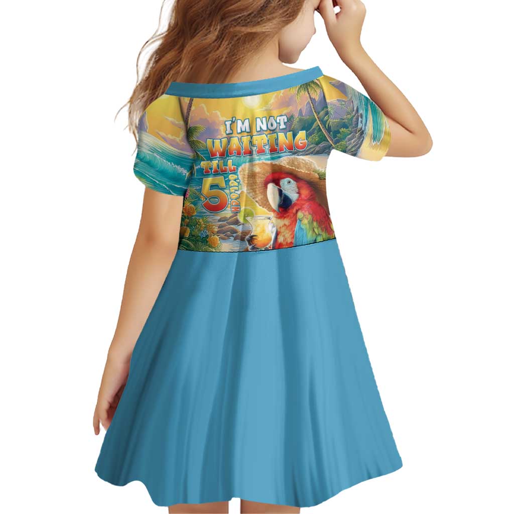 Hawaii Parrot Family Matching Off The Shoulder Long Sleeve Dress and Hawaiian Shirt Im Not Waiting Till 5 Oclock