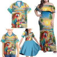 Hawaii Parrot Family Matching Off Shoulder Maxi Dress and Hawaiian Shirt Im Not Waiting Till 5 Oclock