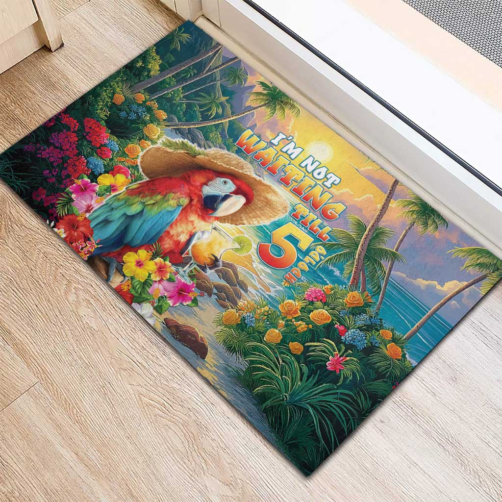 Hawaii Parrot Rubber Doormat Im Not Waiting Till 5 Oclock LT05 - Polynesian Pride