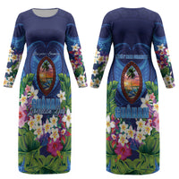 Guam Liberation Day Couples Matching Long Sleeve Bodycon Dress and Long Sleeve Button Shirt Pas Para I Chamoru