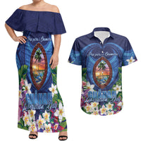 Guam Liberation Day Couples Matching Off Shoulder Maxi Dress and Hawaiian Shirt Pas Para I Chamoru