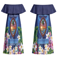 Guam Liberation Day Couples Matching Off Shoulder Maxi Dress and Hawaiian Shirt Pas Para I Chamoru