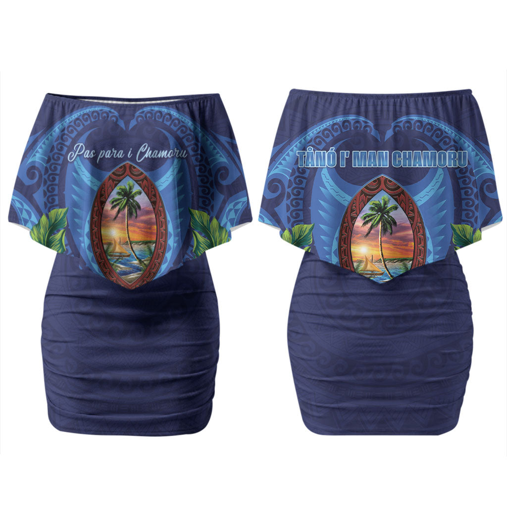 Guam Liberation Day Couples Matching Off Shoulder Short Dress and Hawaiian Shirt Pas Para I Chamoru