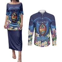 Guam Liberation Day Couples Matching Puletasi and Long Sleeve Button Shirt Pas Para I Chamoru