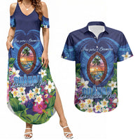Guam Liberation Day Couples Matching Summer Maxi Dress and Hawaiian Shirt Pas Para I Chamoru