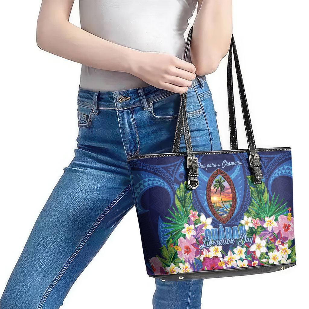 Guam Liberation Day Leather Tote Bag Pas Para I Chamoru