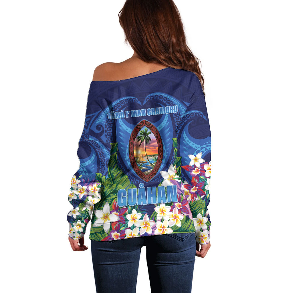 Guam Liberation Day Off Shoulder Sweater Pas Para I Chamoru
