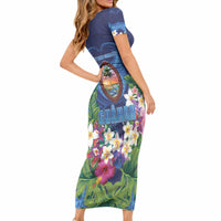 Guam Liberation Day Short Sleeve Bodycon Dress Pas Para I Chamoru LT05 - Polynesian Pride