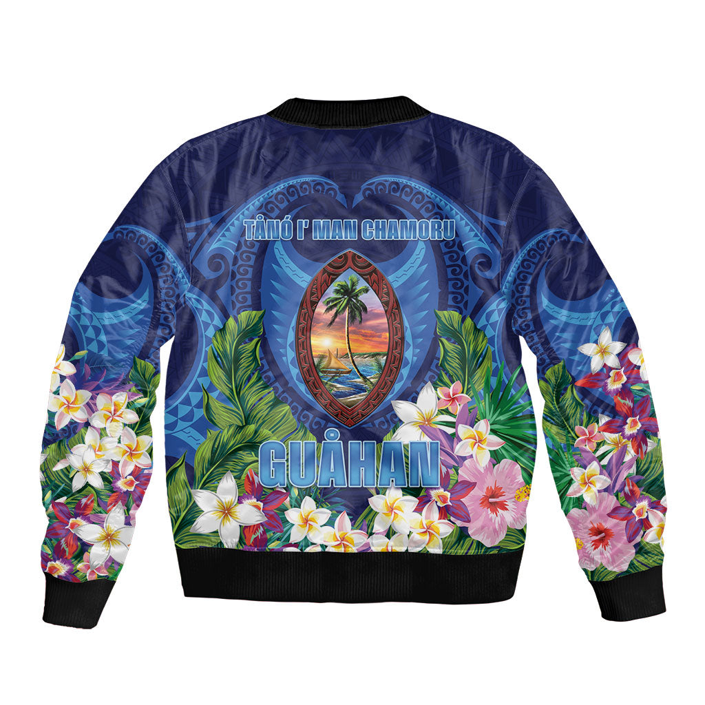 Guam Liberation Day Sleeve Zip Bomber Jacket Pas Para I Chamoru