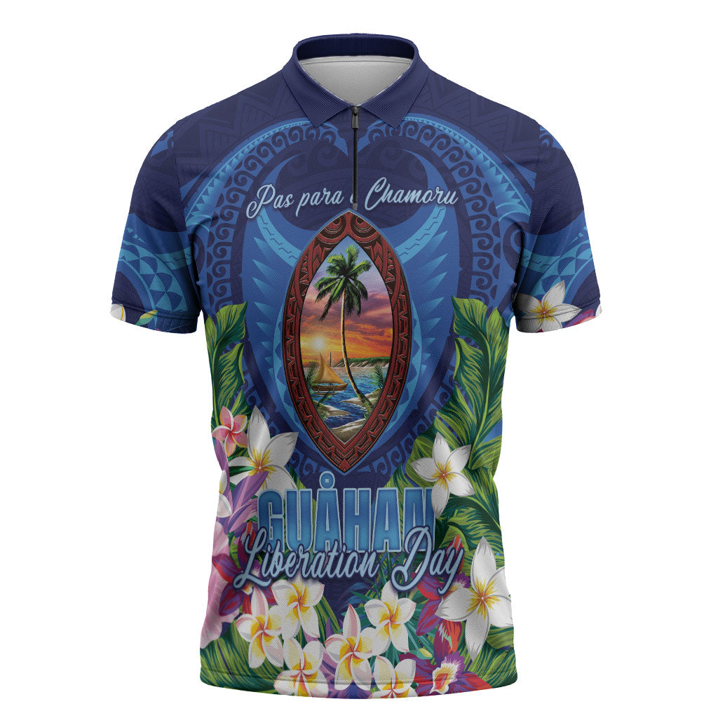 Guam Liberation Day Zipper Polo Shirt Pas Para I Chamoru