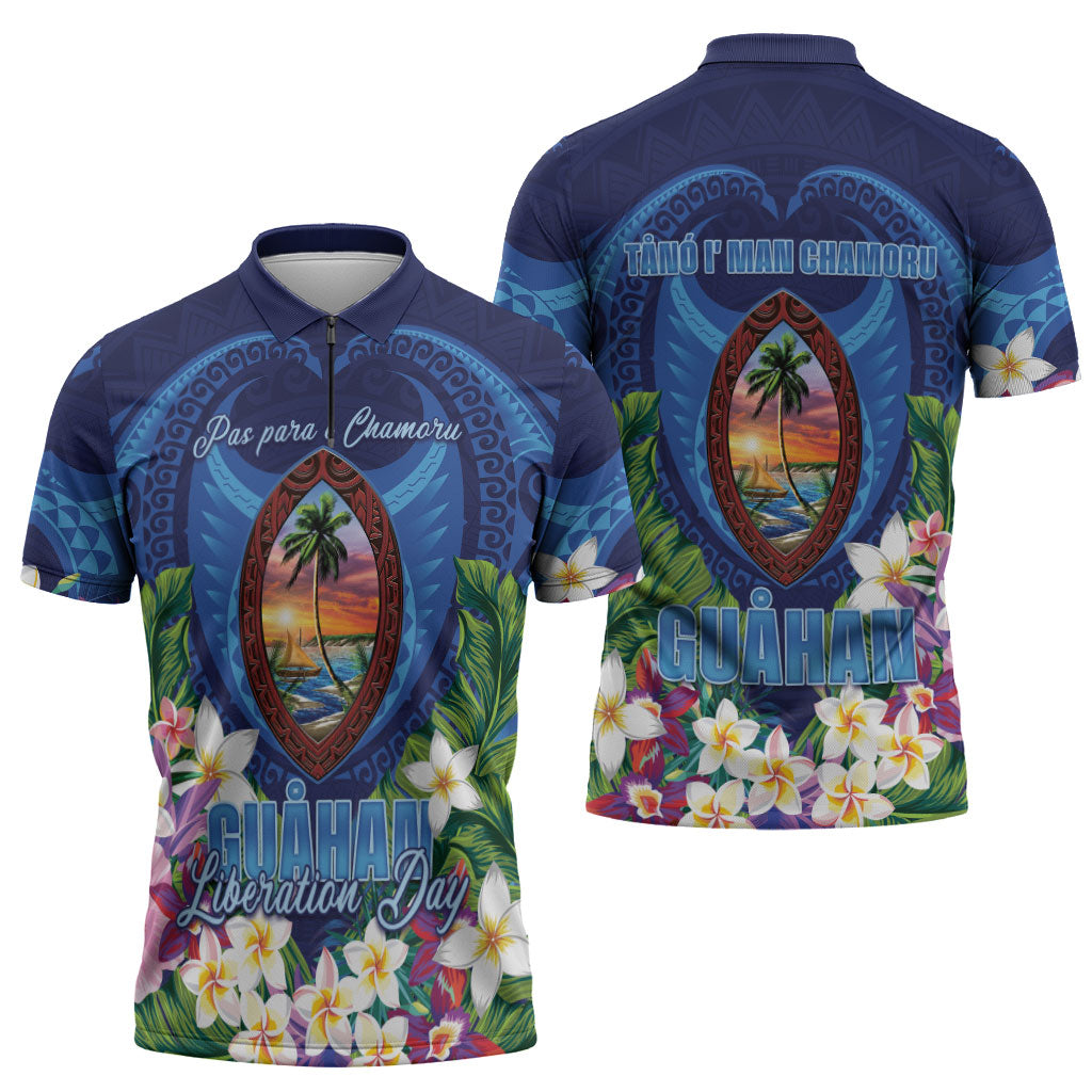 Guam Liberation Day Zipper Polo Shirt Pas Para I Chamoru