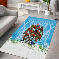 New Zealand Birds Christmas Area Rug Pohutukawa Xmas Tree