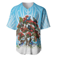 New Zealand Birds Christmas Baseball Jersey Pohutukawa Xmas Tree