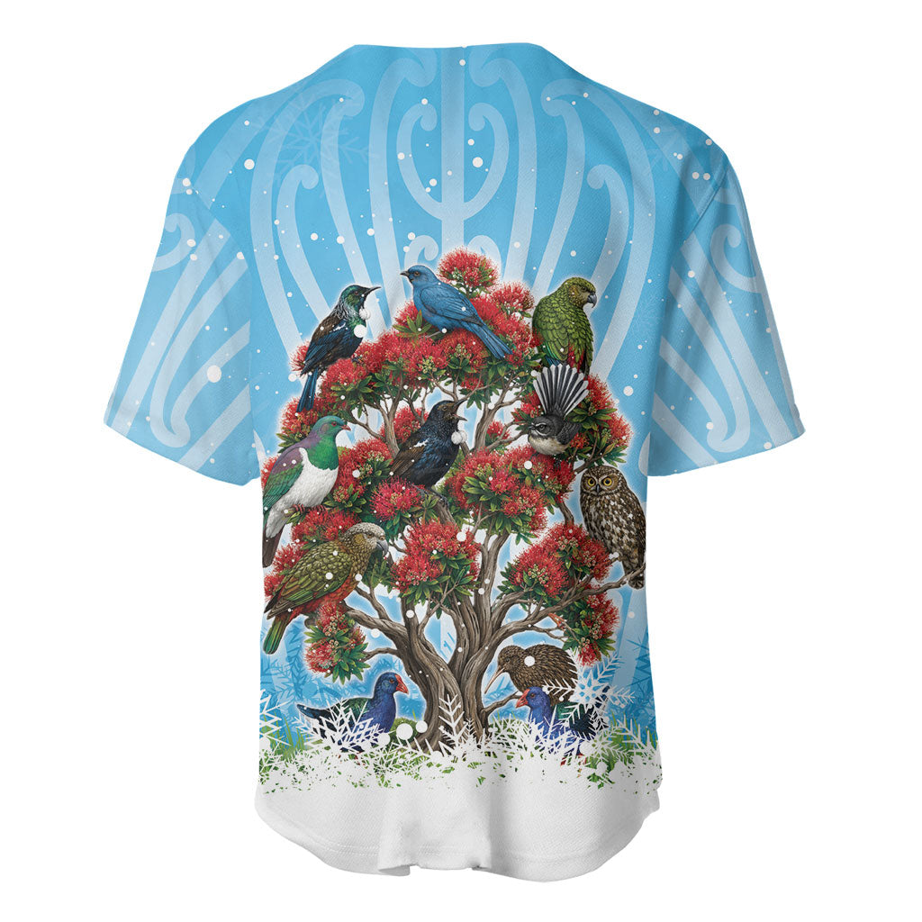 New Zealand Birds Christmas Baseball Jersey Pohutukawa Xmas Tree