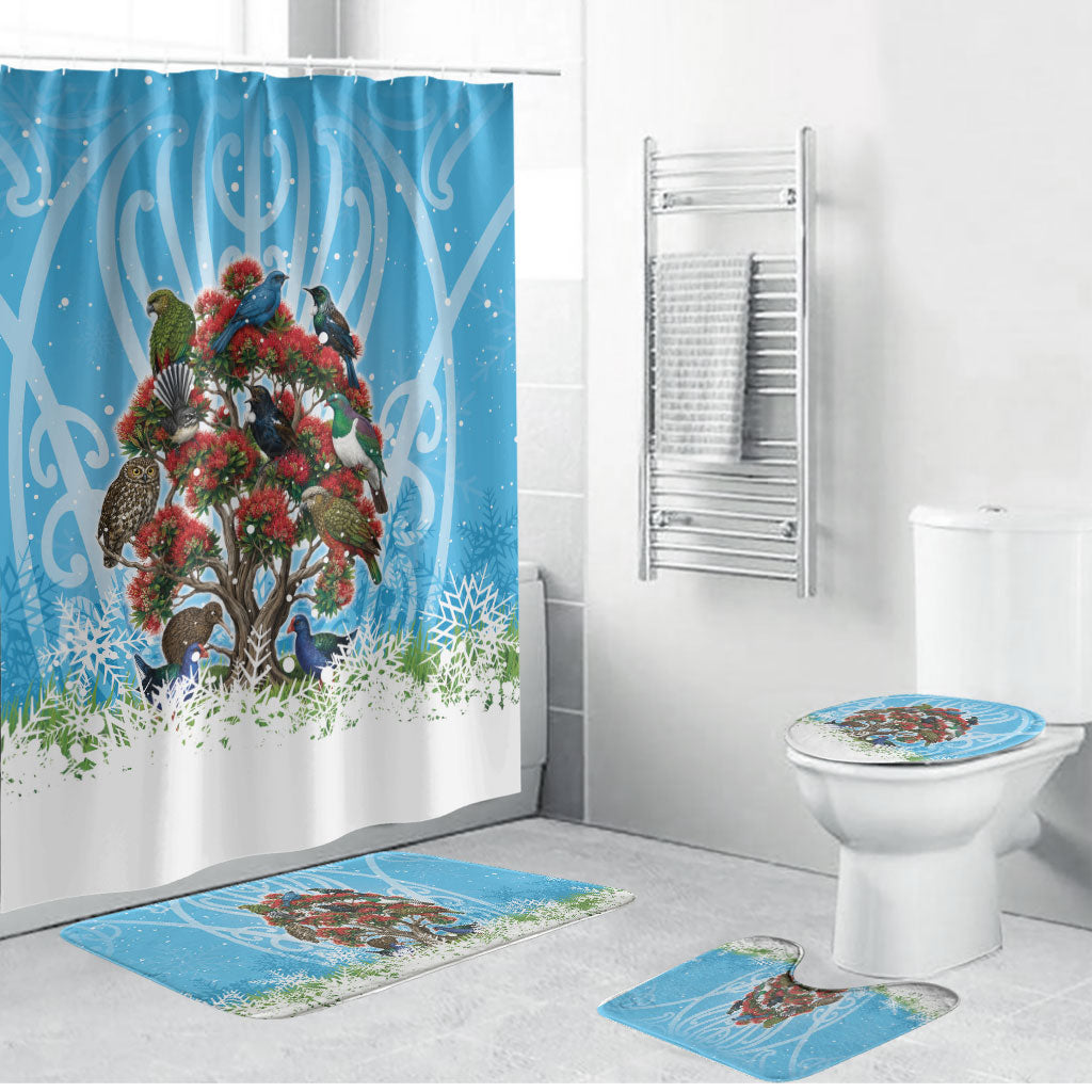 New Zealand Birds Christmas Bathroom Set Pohutukawa Xmas Tree