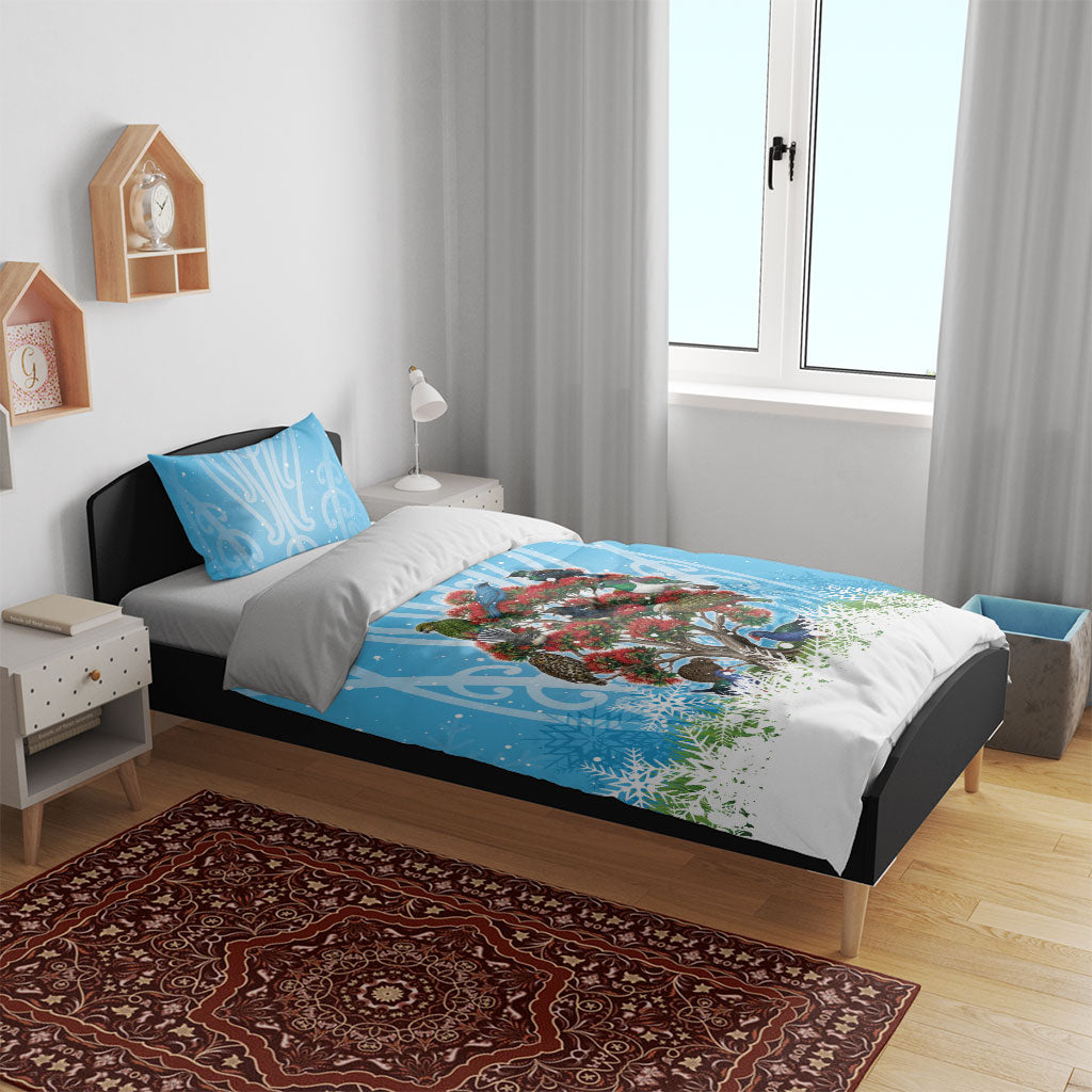 New Zealand Birds Christmas Bedding Set Pohutukawa Xmas Tree