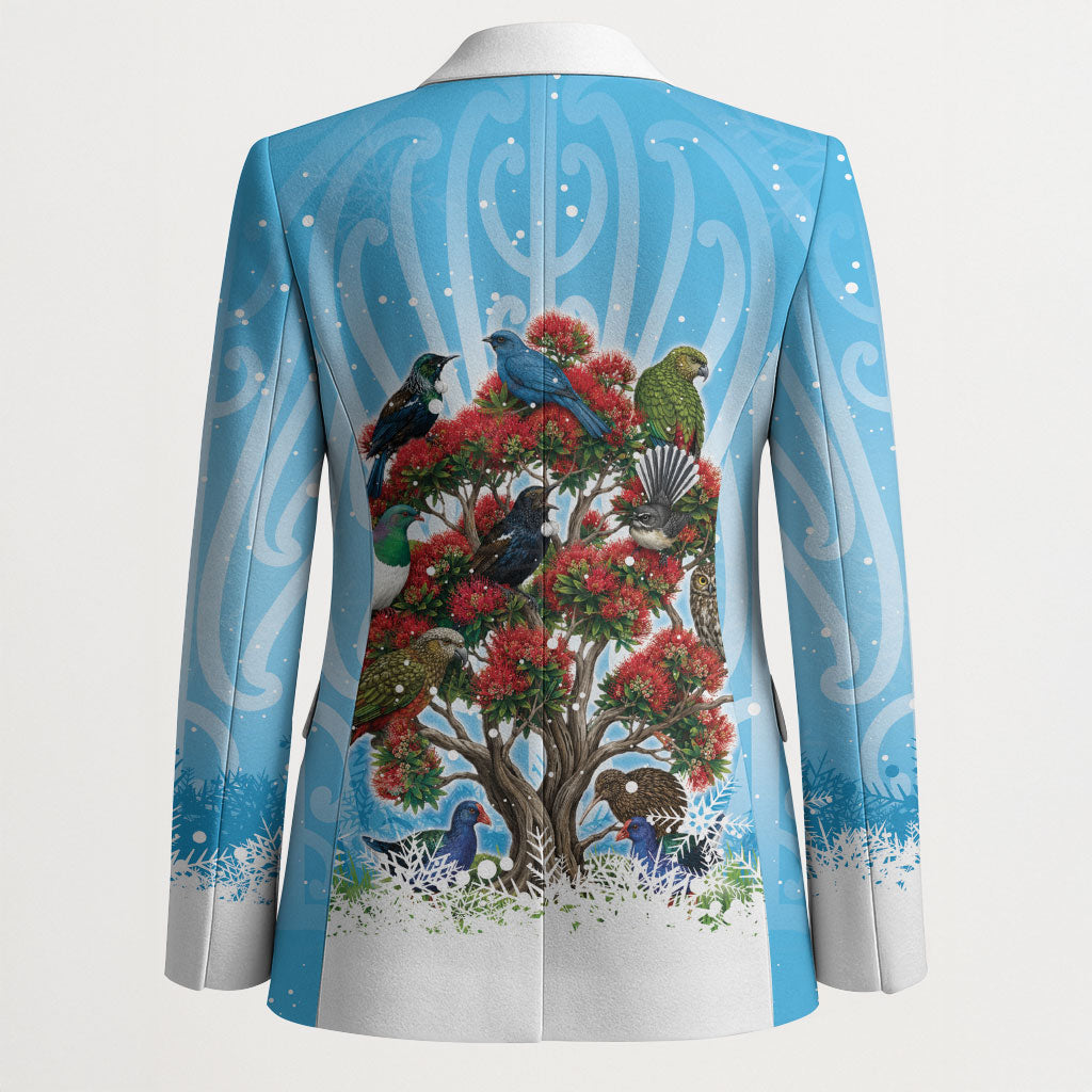 New Zealand Birds Christmas Blazer Pohutukawa Xmas Tree