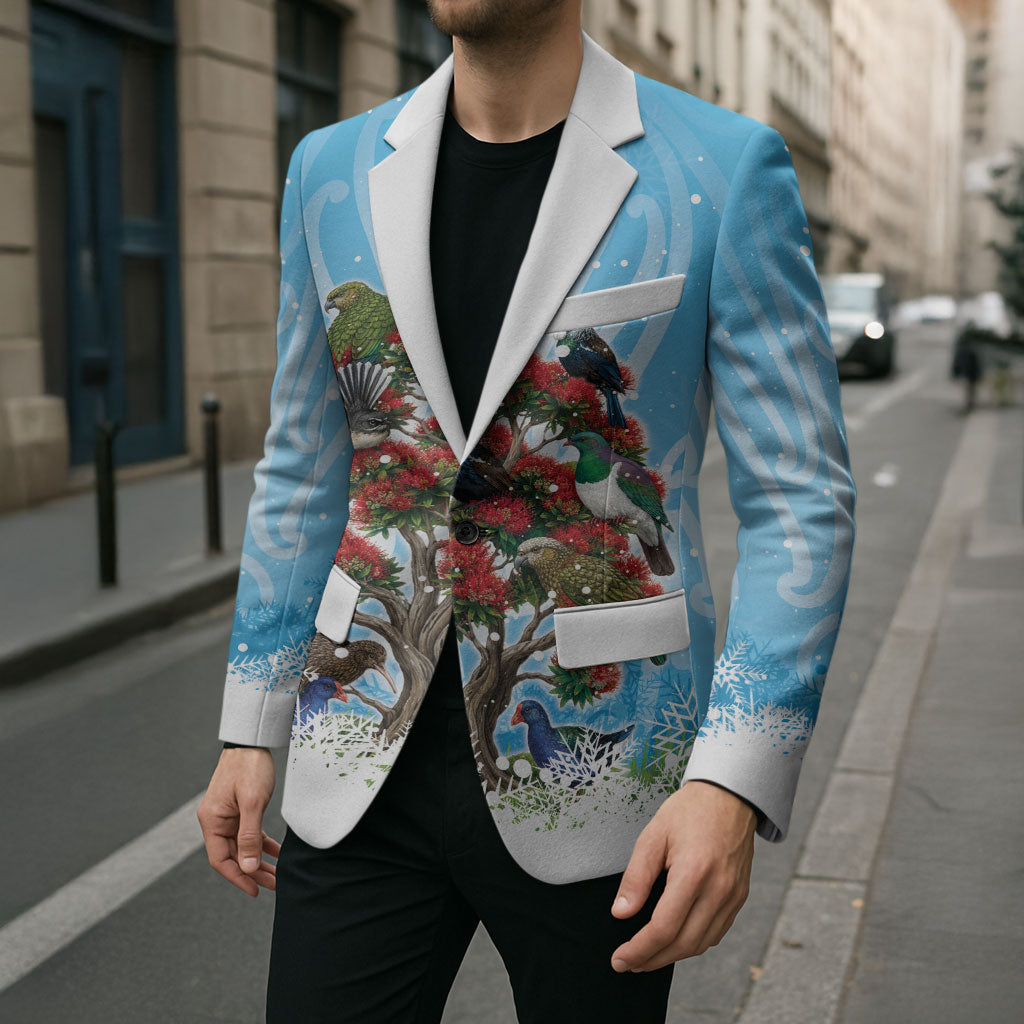 New Zealand Birds Christmas Blazer Pohutukawa Xmas Tree