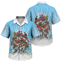 New Zealand Birds Christmas Family Matching Short Sleeve Bodycon Dress and Hawaiian Shirt Pohutukawa Xmas Tree