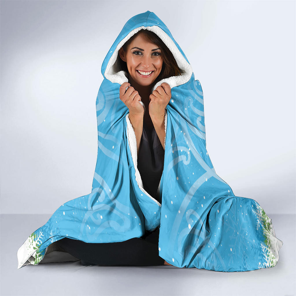New Zealand Birds Christmas Hooded Blanket Pohutukawa Xmas Tree