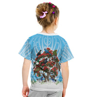 New Zealand Birds Christmas Kid T Shirt Pohutukawa Xmas Tree