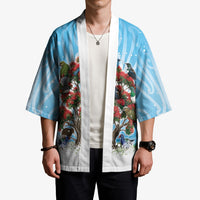 New Zealand Birds Christmas Kimono Pohutukawa Xmas Tree