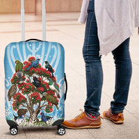 New Zealand Birds Christmas Luggage Cover Pohutukawa Xmas Tree