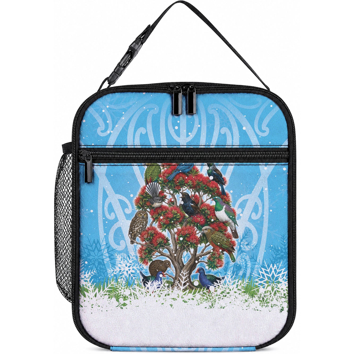 New Zealand Birds Christmas Lunch Bag Pohutukawa Xmas Tree LT05 10.2 × 8.3 × 4.3 inch Blue - Polynesian Pride