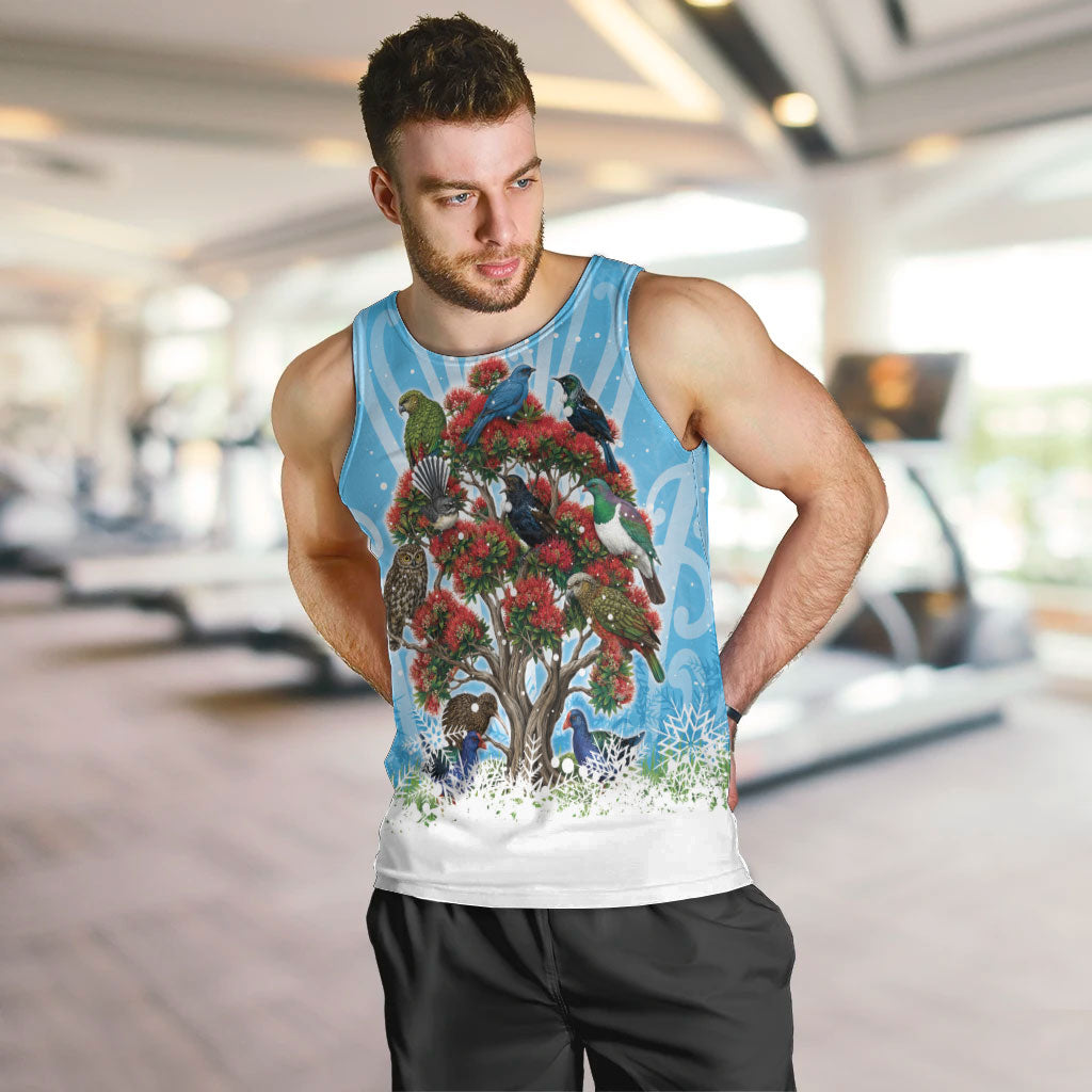 New Zealand Birds Christmas Men Tank Top Pohutukawa Xmas Tree